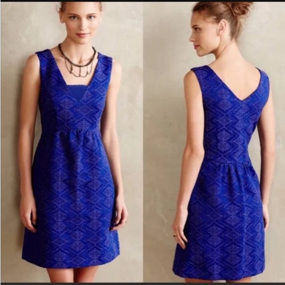 Maeve Royal Blue Patterned Mini Dress